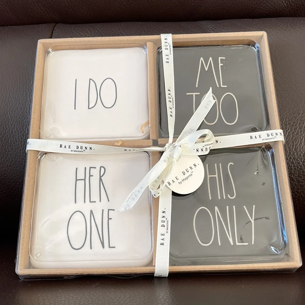 Rae Dunn Ceramic Wedding Marriage Coasters.